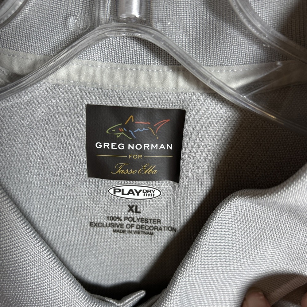 Greg Norman For Tasso Elba Five Iron Play Dry Golf Polo Gray Diamond Size XL - Picture 2 of 4